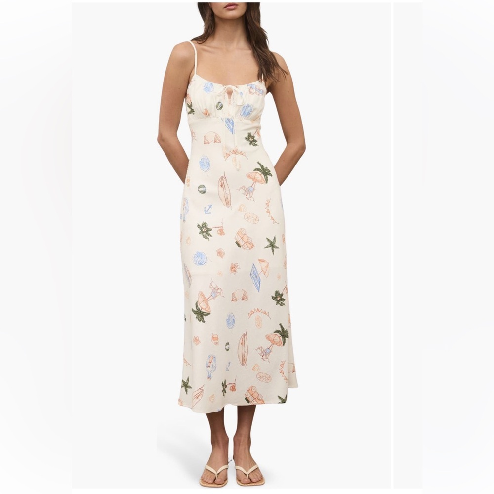 Nordstrom - The Workshop - Cream Linen Multi Dress with Nautical Beachy Print